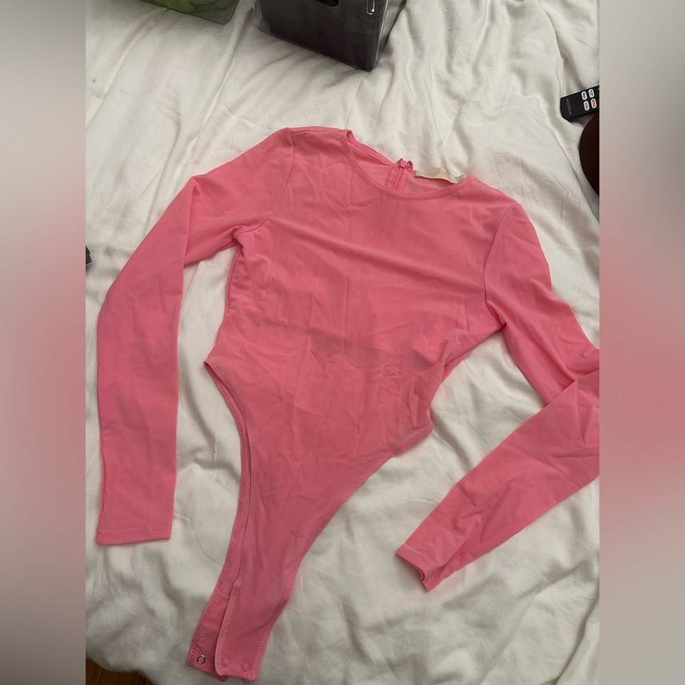 Mesh hot pink bodysuit